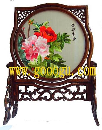 牡丹雙面繡，雙面繡牡丹臺(tái)屏