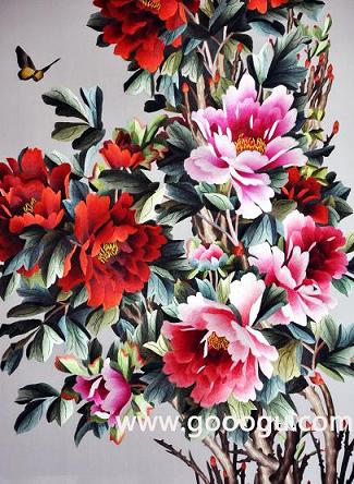 牡丹蘇繡畫，高檔刺繡牡丹榮華富貴，雙面繡牡丹隔斷